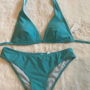 Cupshe Teal Triangle Bikini Set